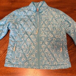 Children's Quilted Blue Jacket with Horseshoe Design